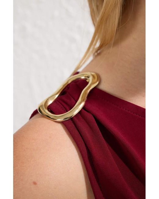 Trendyol Red Burgunderrote Accessoire-Detaillierte, Figurbetonte, Dehnbare Strickbluse Für Damen