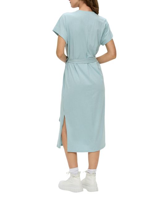 Qs By S.oliver Blue Kleid mit bindeband, midi, v-ausschnitt