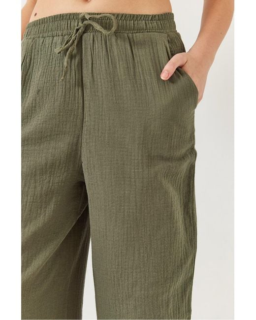 Bianco Lucci Green Farbige Palazzo-Hose Aus Musselin – 80130 Für Damen