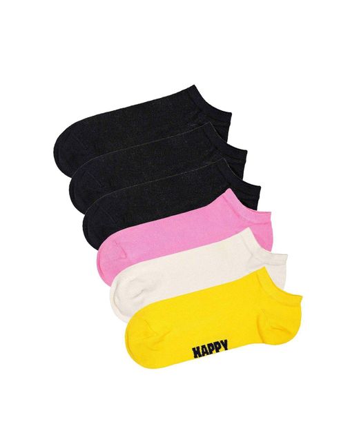 Happy Socks Yellow Sneaker-Socken, 6Er Pack Solid Socks Low, Baumwollmischung, Einfarbig