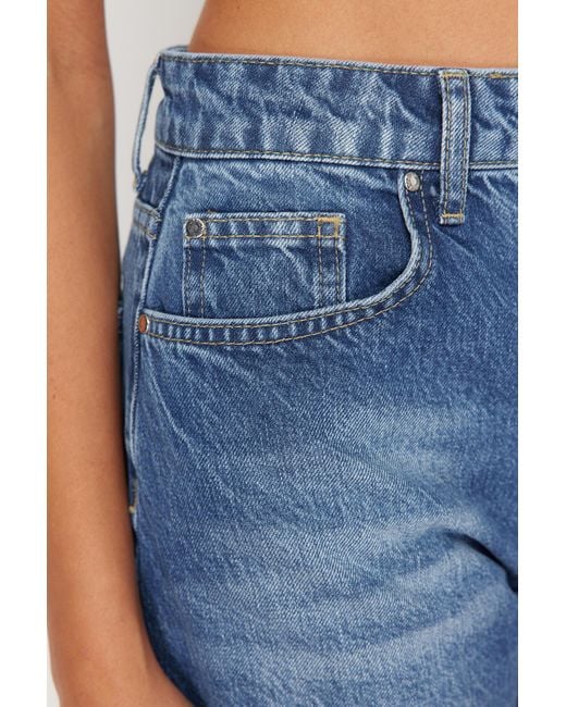 Trendyol Blue E jeansshorts mit hoher taille