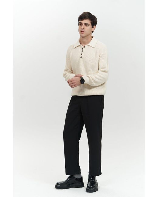 MAİ COLLECTİON Vander Knopfdetail Strickpullover Für Herren in Natural für Herren