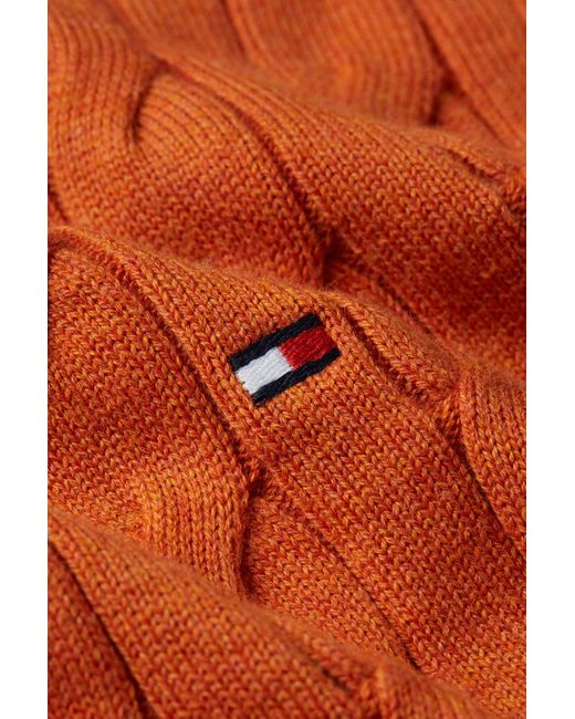 Tommy Hilfiger Klassischer Algodon Cable Crew-Ausschnitt Für Herren in Orange für Herren