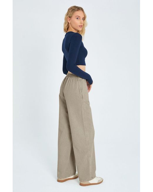 Trendyol Multicolor Grüne, Gewebte Hose Mit Weitem Bein Und Detailliertem Jeans-Look Für Damen