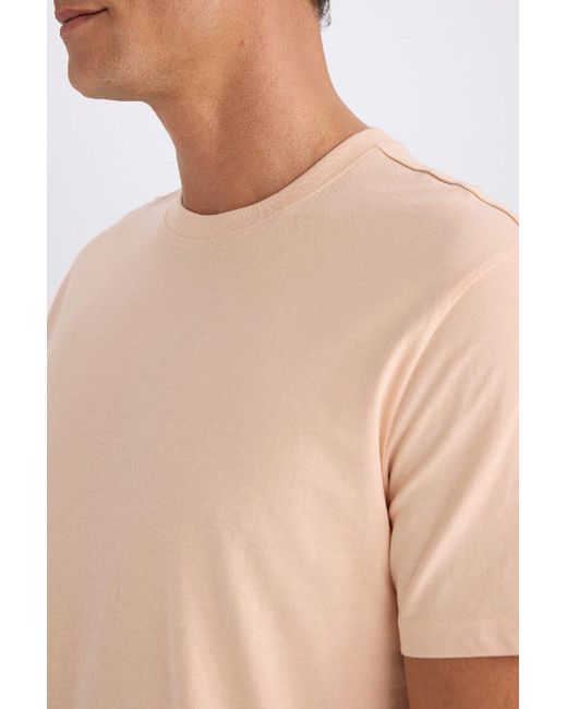 Defacto 100 Baumwolle Neues Basic-T-Shirt Mit Rundhalsausschnitt Und Normaler Passform, Einfarbig, Kurzärmelig V7699Az25Sp Für Herren in Blue für Herren
