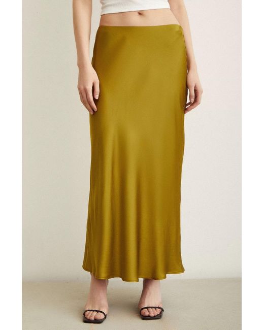 Trendyol Green Langer Satinrock