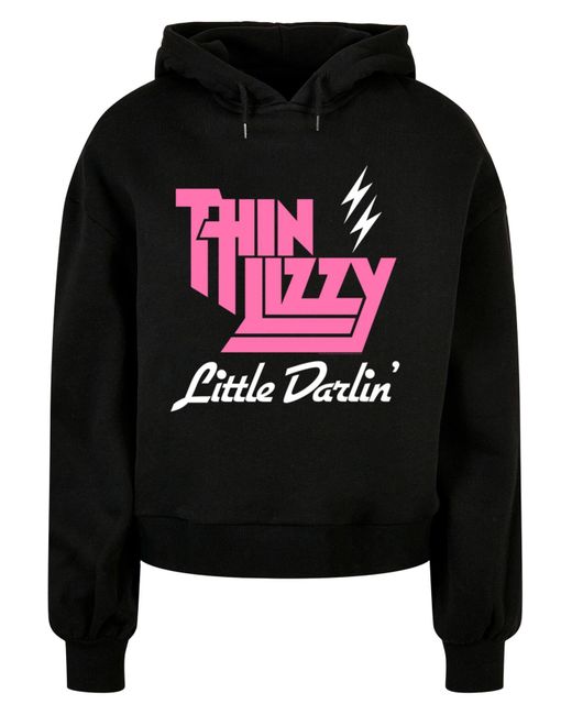 Merchcode Black Ladies thin lizzy little darlin logo oversized hoody