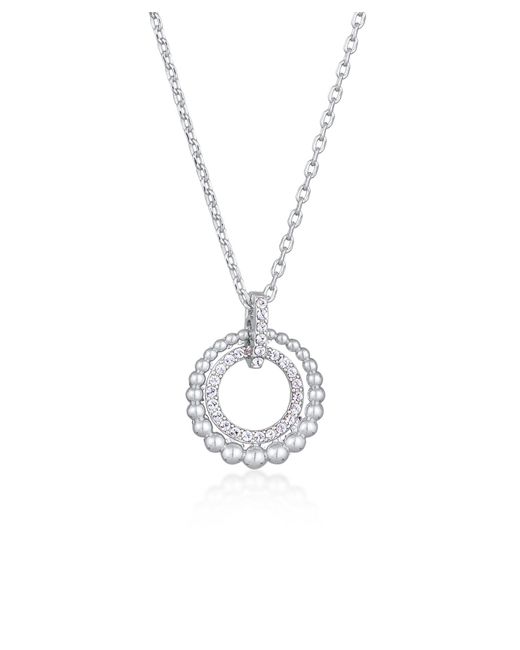 Elli Jewelry White Halskette Anhänger Kreis Ringe Elegant Kugel Silberfarbend Mit Kristallen Für Damen