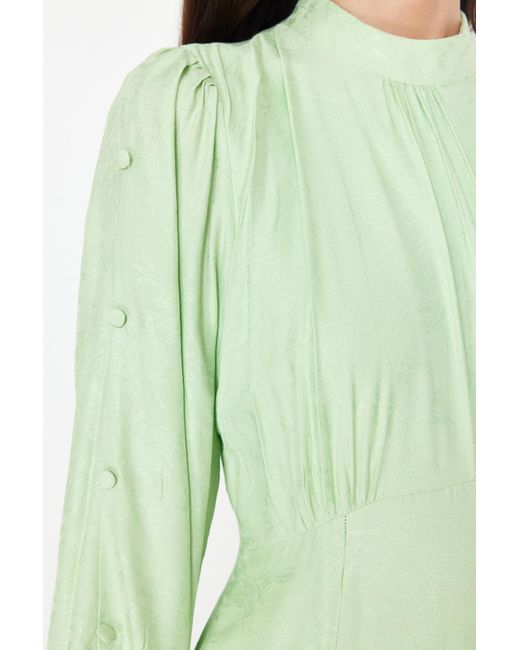 Trendyol Green Mintes, gewebtes jacquardkleid mit blumenmuster