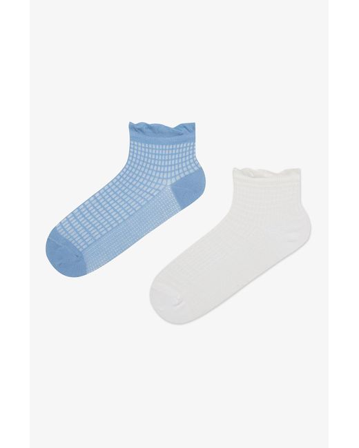 Penti Blue 2 Paar Baumwoll-Rüschen-Booties-Socken Für Damen