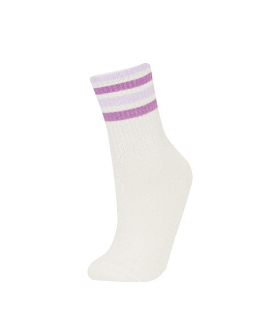 Defacto White 3-Teilige Lange Baumwollsocken Für Mädchen E6272A8Ns Für Damen
