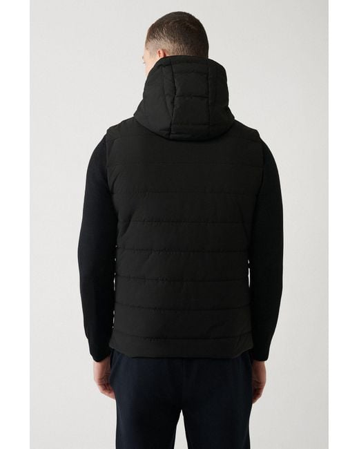 AVVA Schwarze Faserweste Mit Kapuze A32Y6511 Für Herren in Black für Herren