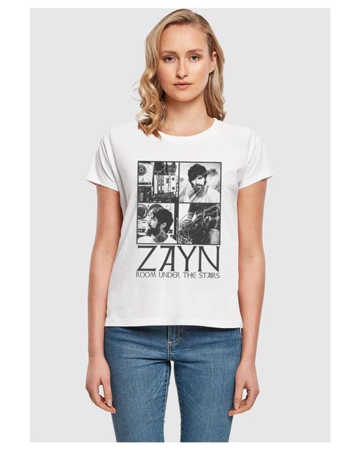 Merchcode White Ladies Zayn – Quad Collage Box Tee Für Damen