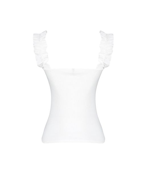 Trendyol White Farbene, taillierte/körperbetonte bluse aus geripptem, flexiblem strick mit raffung
