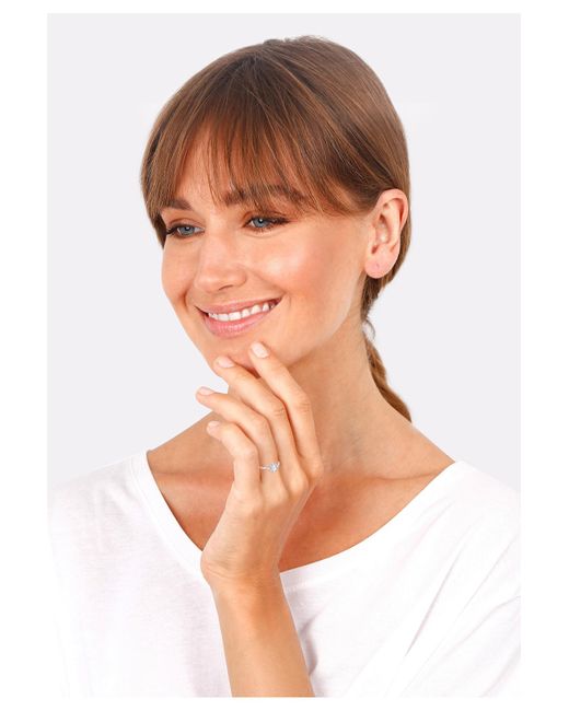 Elli Jewelry White Ring Blumenmotiv Verspielt Mit Zirkonia Kristallen Aus 925 Sterling Silber Für Damen