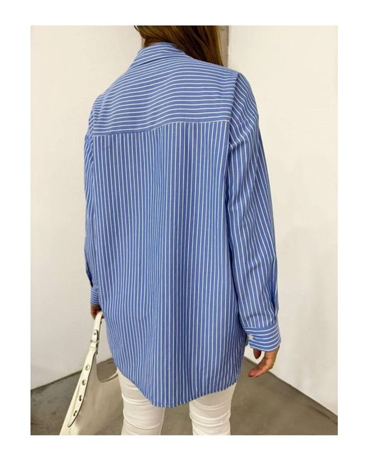 Modamorfo Blue Gestreiftes Hemd Mit Paspelierung Für Damen