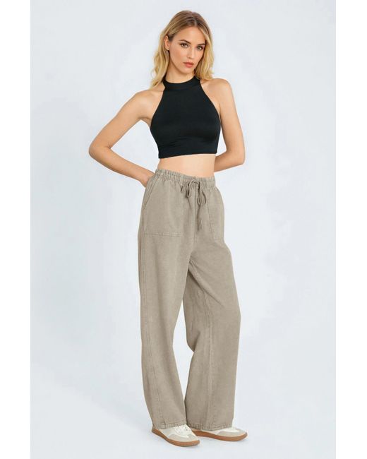Trendyol Multicolor Grüne, Gewebte Hose Mit Weitem Bein Und Detailliertem Jeans-Look Für Damen