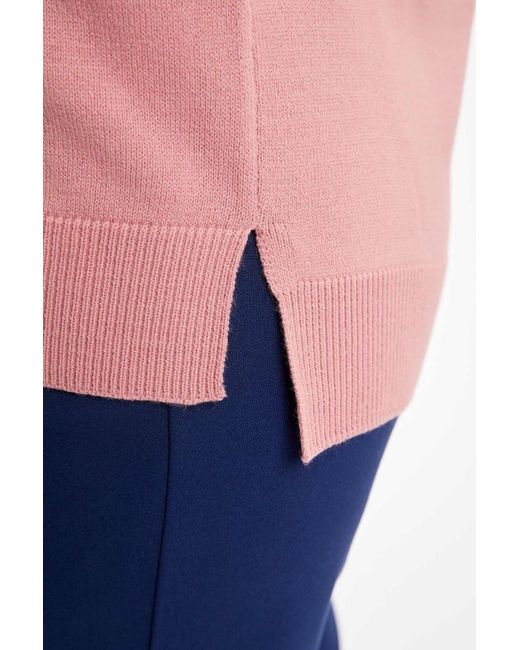 Defacto Pink Weicher pullover mit rundhalsausschnitt und lockerem schnitt und struktur aus kaschmir