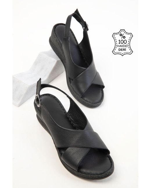 Soho Black Schwarze Sandalen Aus Echtem Leder Für Damen