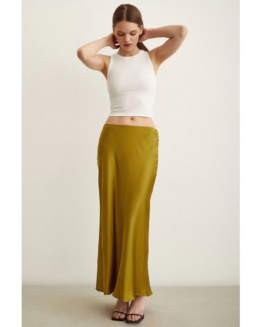 Trendyol Green Langer Satinrock