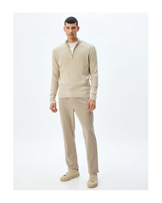 Koton Strickpullover Mit Stehkragen Und Reißverschluss – Wollmischung Für Herren in Natural für Herren