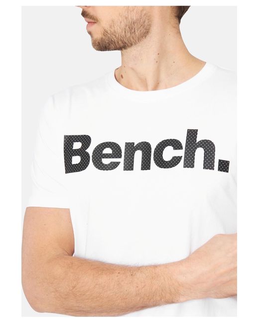 Bench Shirt unifarbenes kurzarm t-shirt leandro mit rundhalsausschnitt markenprint in White für Herren