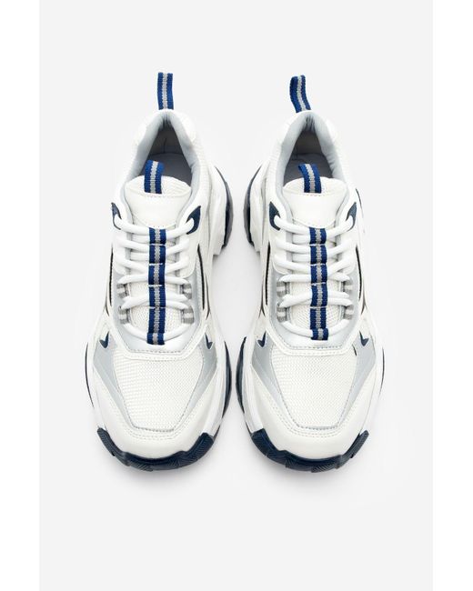 Marjin Metallic Mizon Marineblauer Sneaker – Sportschuhe Mit Dicker Sohle, Schnürung Und Mehreren Teilen Für Damen