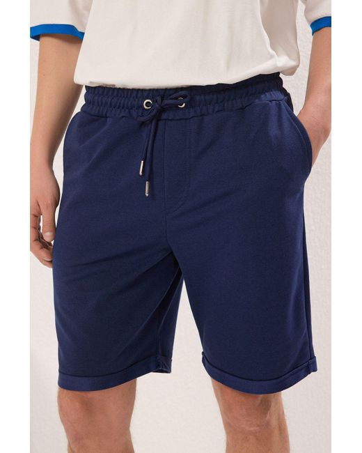 Trendyol Mittellange-Shorts Mit Doppeltem Bein Und Schnürung Mit Elastischer Taille Für Herren in Blue für Herren