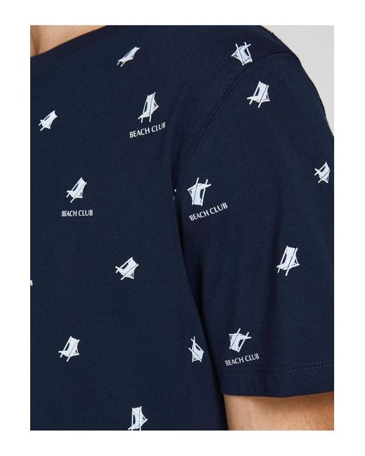 Jack & Jones Shirt T-Shirt Positano Tee Crew Neck Mit Allover-Print Für Herren in Blue für Herren