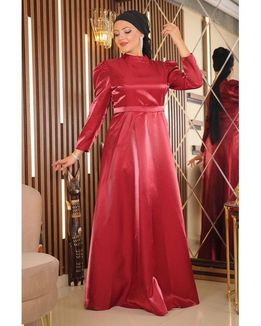 Moda Mihram Red Elbiseshoulder Ruched Plus Size Evening Dress Für Damen