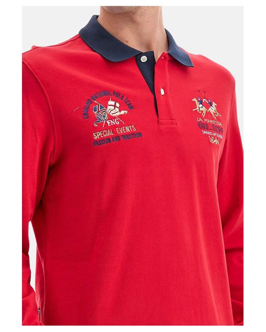 La Martina Shirt langarm-poloshirt regular fit wilber mit logo-detail in Red für Herren