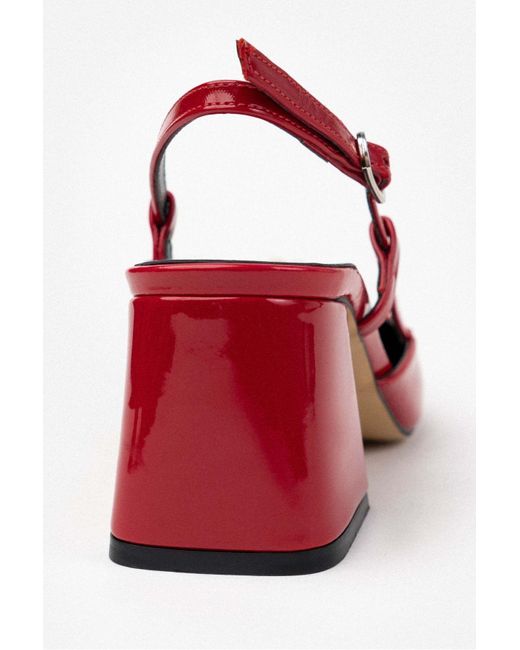 NİŞANTAŞI SHOES Red Octavia Schuhe Mit Absatz Aus Rotem Lackleder Mit Accessoire Und Knöchelriemen Für Damen