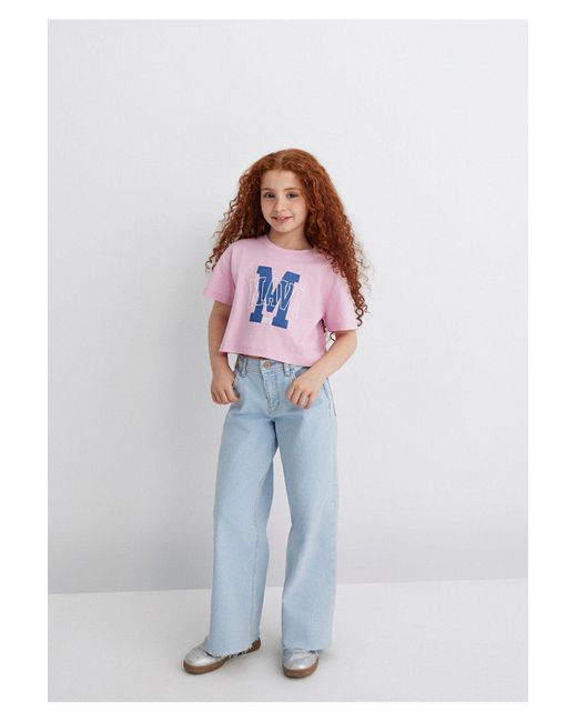 Mavi Pink T-Shirt Mit M-Logo-Aufdruck, Lockere Passform Lockere, Entspannte Passform -86953 Für Damen