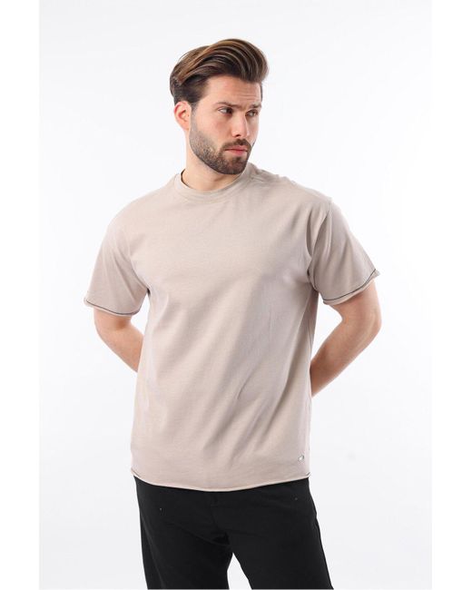 Madmext Beiges Basic-T-Shirt Mit Rundhalsausschnitt Für Herren in Natural für Herren