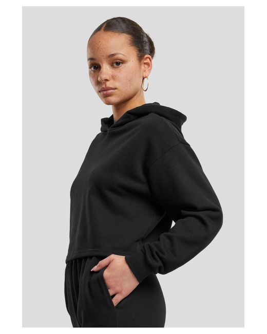Urban Classics Black Ladies oversized cropped hoodie aus leichtem frottee