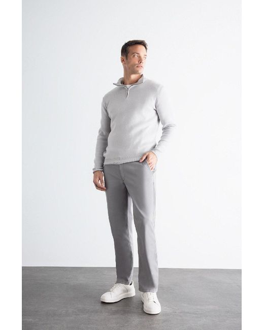 Defacto Canvas-Chinohose Mit 4 Taschen, Flexibles, Gerades Bein Aus Baumwolle C9440Ax-Vision Für Herren in Gray für Herren