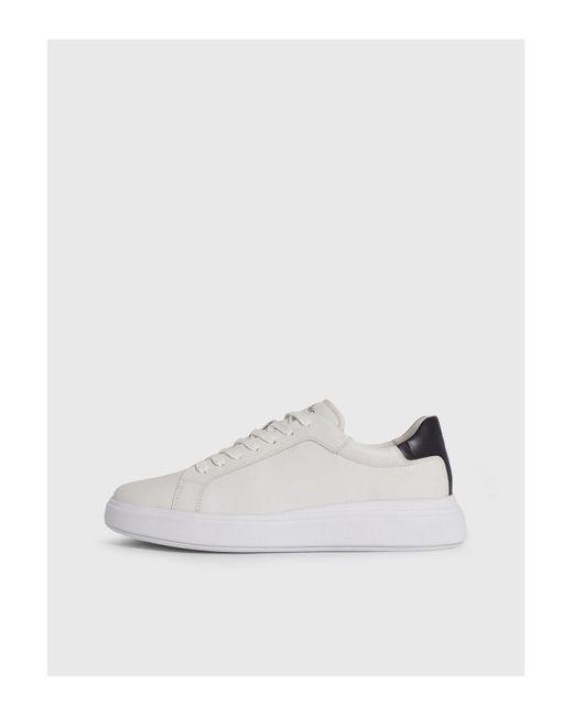 Calvin Klein Stilvolle e leder-sneaker mit markenlogo, geeignet für den freizeitgebrauch hm0hm01016-0k9 in White für Herren