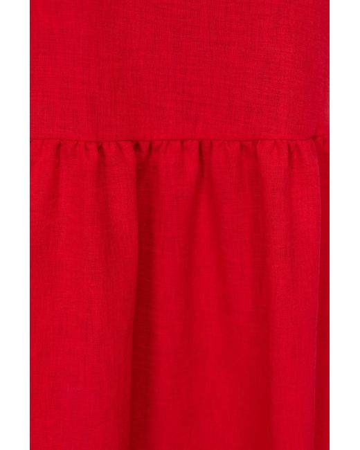 Trendyol Red Es kleid aus gewebtem kunstleinen in übergröße