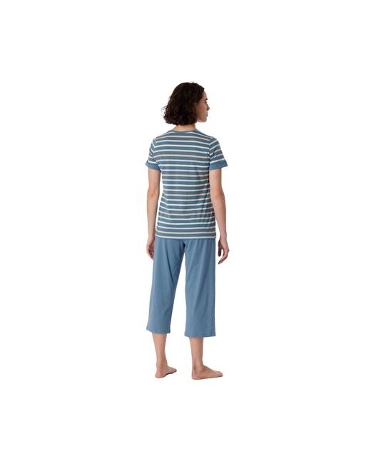 Schiesser Blue Schlafanzug-set nachtwäsche, 3/4-kurzarm, pyjama, muster, baumwolle