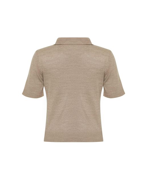 Trendyol Natural Farbener strickpullover mit polokragen und farbblock im t-shirt-look