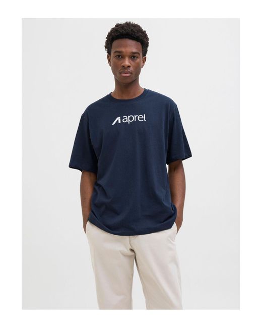 aprel T-Shirt Einfarbig Rundhalsausschnitt T-Shirt Für Herren in White für Herren
