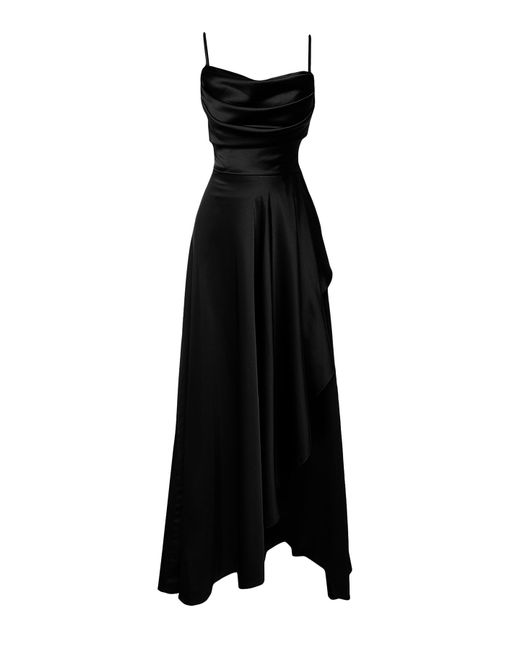 Trendyol Black Es, drapiertes langes abendkleid aus satin