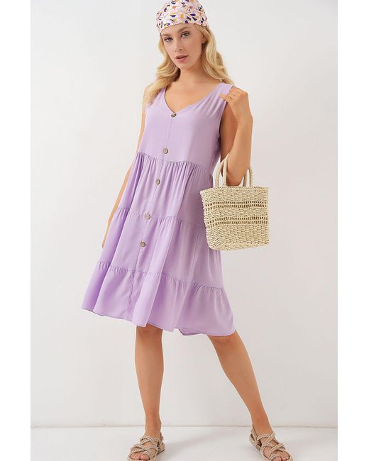 Bigdart Purple Kurzkleid Mit Null-Manschettenknöpfen 2571 – Flieder Für Damen