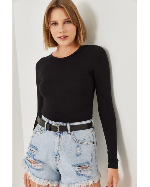 Bianco Lucci Black Basic-Bluse Für Damen