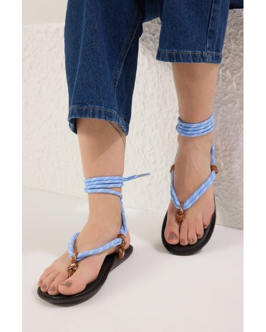 Trendyol Blue Mehrfarbige Sandalen Mit Seildetails Für Damen