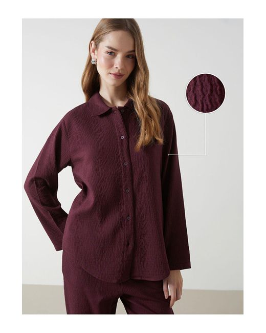 LC Waikiki Purple Hemd Mit Normaler Passform Für Damen