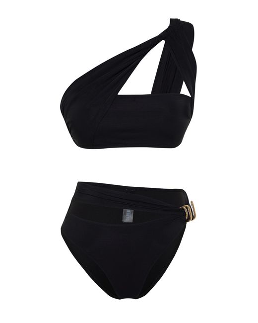 Trendyol Black X zeynep tosun es bikini-set mit cut-outs/fensterdetails und accessoires