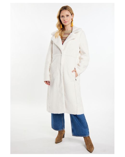 Usha Blue Fake Fur Mantel Für Damen