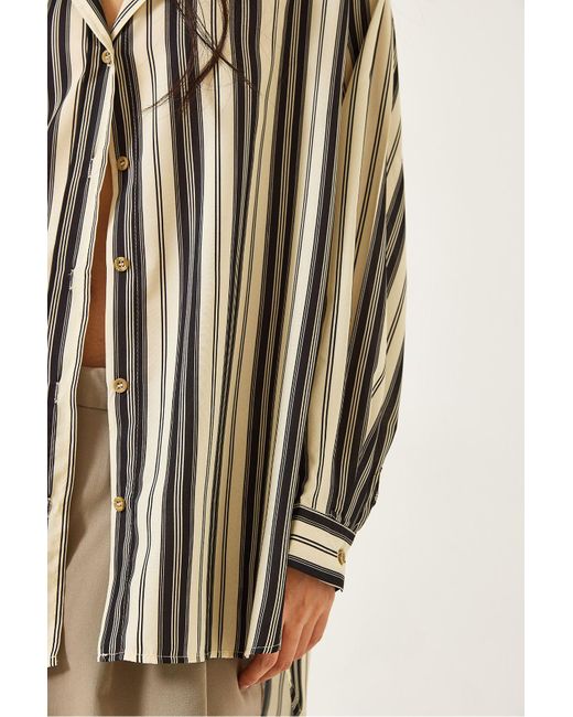 Bianco Lucci Brown Gestreiftes Oversize-Hemd 1007 Für Damen