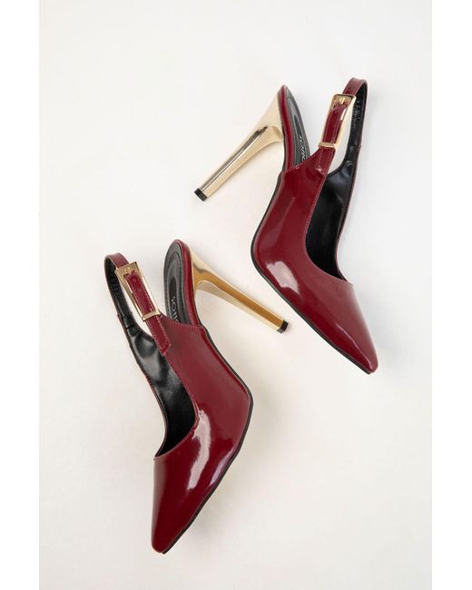 Soho Pink Klassische Schuhe Mit Absatz Aus Bordeauxrotem Lackleder Für Damen